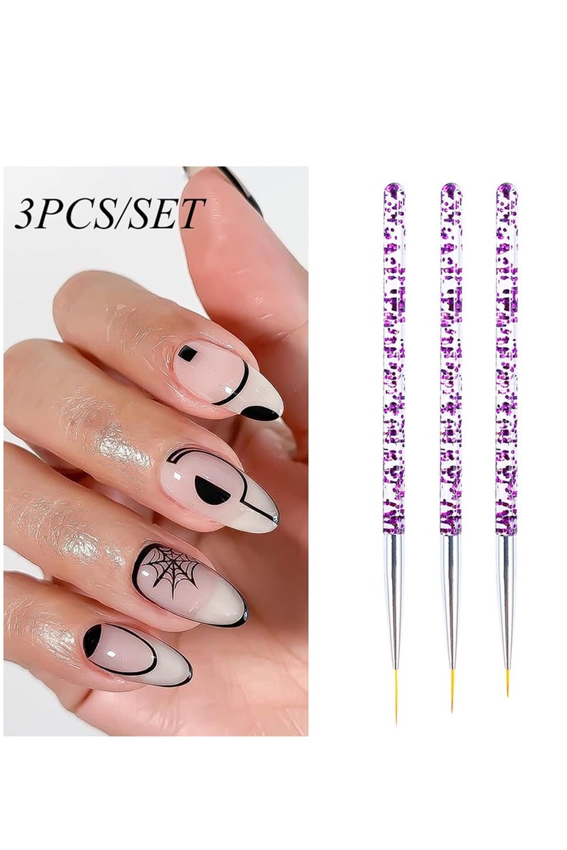 A set of 3 pieces of nail art and design brushes - Image 1