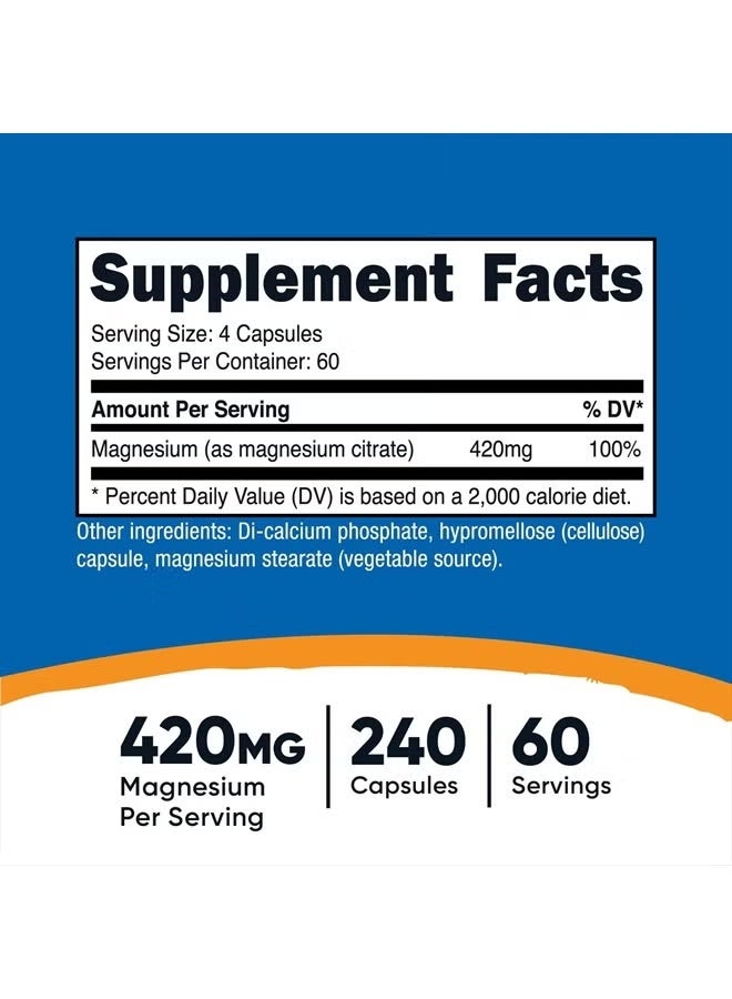 Nutricost, Magnesium Citrate, 240 Capsules (105 mg per Capsule) - Image 2
