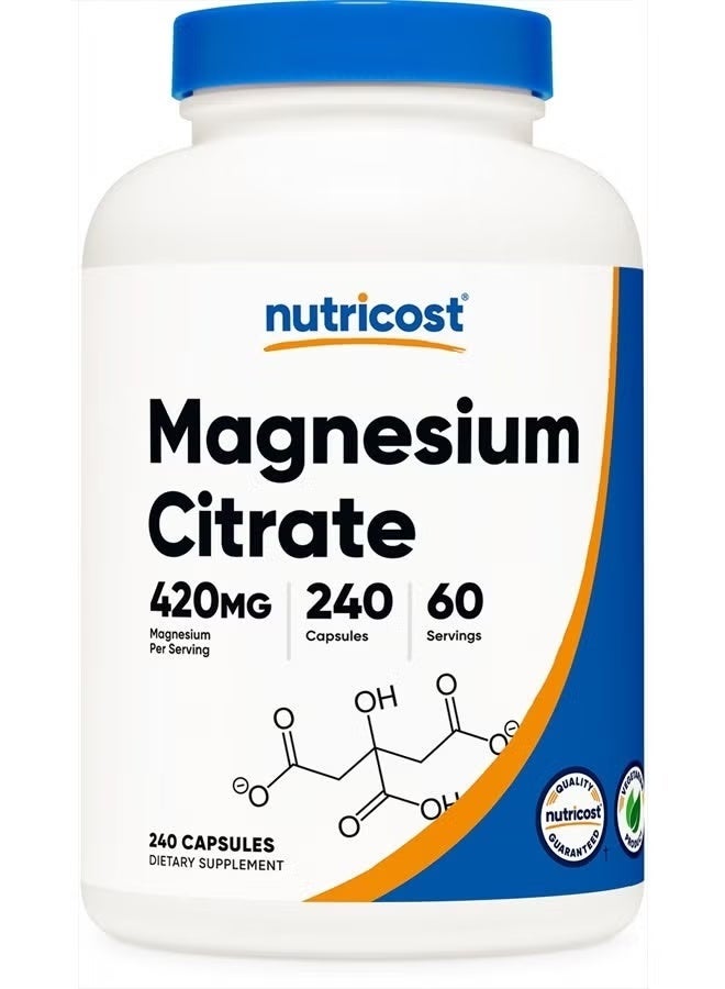 Nutricost, Magnesium Citrate, 240 Capsules (105 mg per Capsule) - Image 1