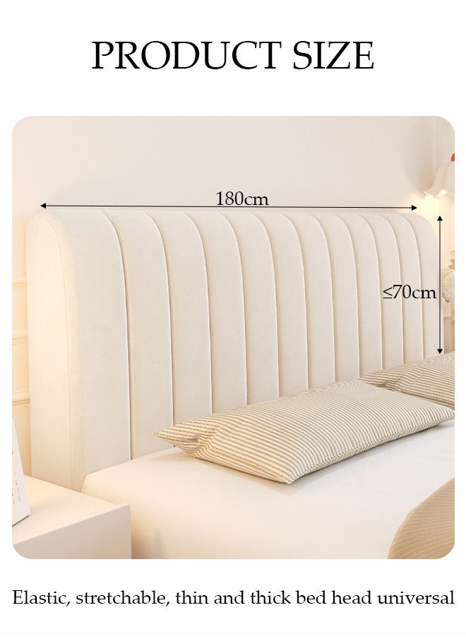 DUNISO Bed headbroad cover，Large size bed headbroad cover ，Anti collision tatami，All inclusive dustproof backrest cover，thickening lattice upholstered，for Bedroom Decor, Washable (Off-white,180cm)  - Image 2