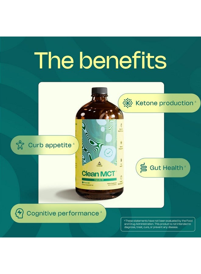 LevelUp Clean MCT Oil - 100% Caprylic C8 for Energy, Focus, Gut Health, Brain Superfuel - Keto Supplement for Ketogenic Coffee and Ketones - Non-GMO (32 oz Glass Bottle) - Image 3