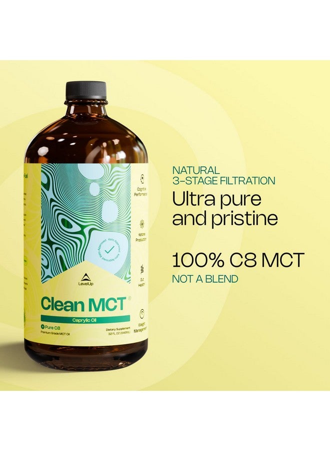 LevelUp Clean MCT Oil - 100% Caprylic C8 for Energy, Focus, Gut Health, Brain Superfuel - Keto Supplement for Ketogenic Coffee and Ketones - Non-GMO (32 oz Glass Bottle) - Image 4