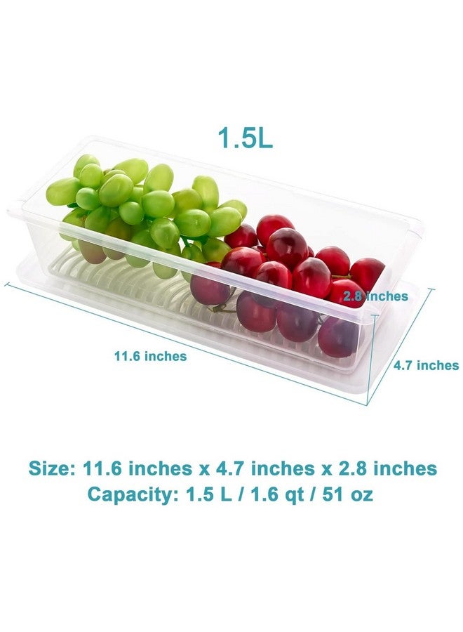 VOLRIX 6pcs Fridge Storage Boxes, Fridge Organiser with Removable Drain Plate Tray, Fridge Storage Containers for Keeps Fruits, Vegetables, Meat, Fish Fresh Longer 1500 ML Organizers Box Set - Image 2