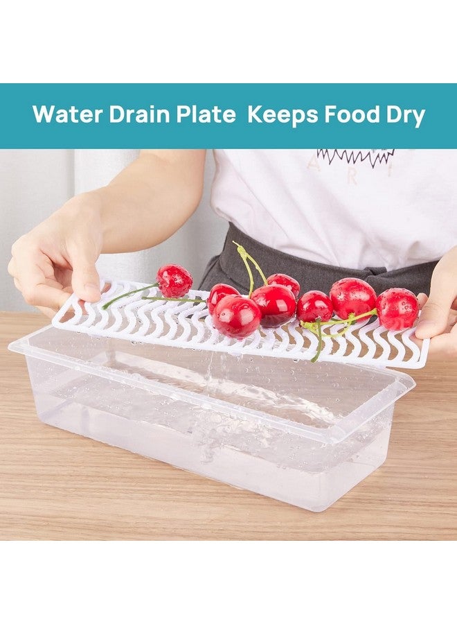 VOLRIX 6pcs Fridge Storage Boxes, Fridge Organiser with Removable Drain Plate Tray, Fridge Storage Containers for Keeps Fruits, Vegetables, Meat, Fish Fresh Longer 1500 ML Organizers Box Set - Image 4