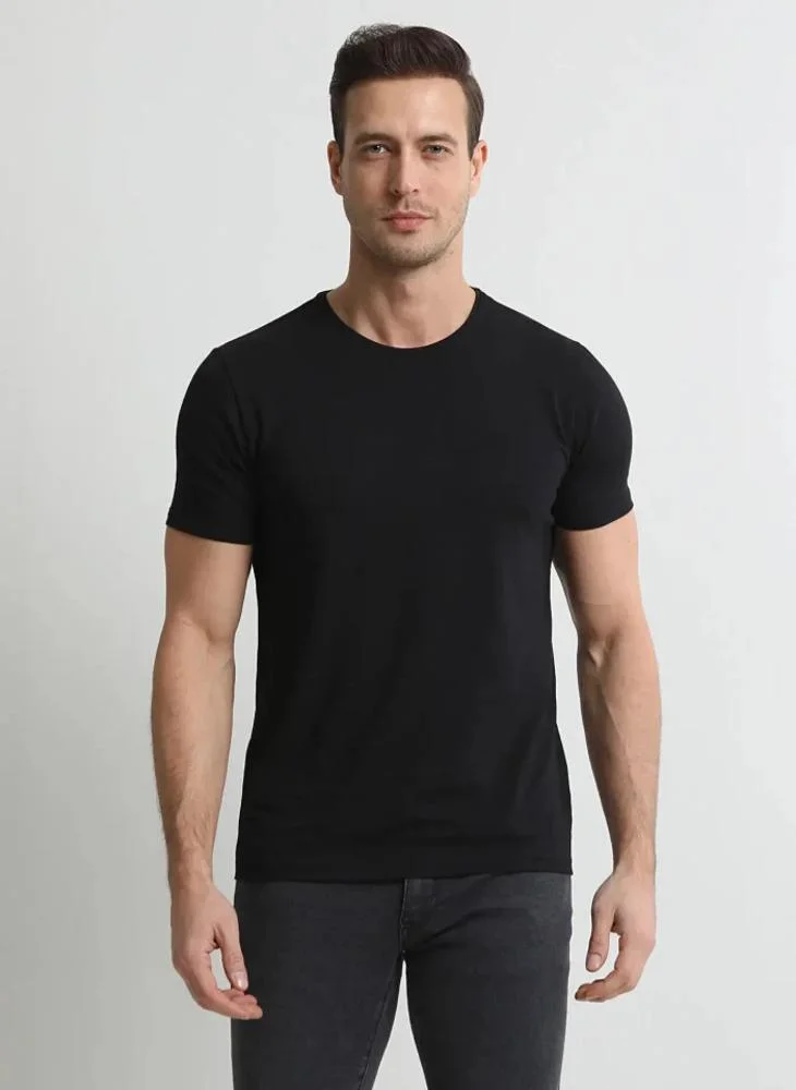 Kip Black Cotton Blended T-Shirt