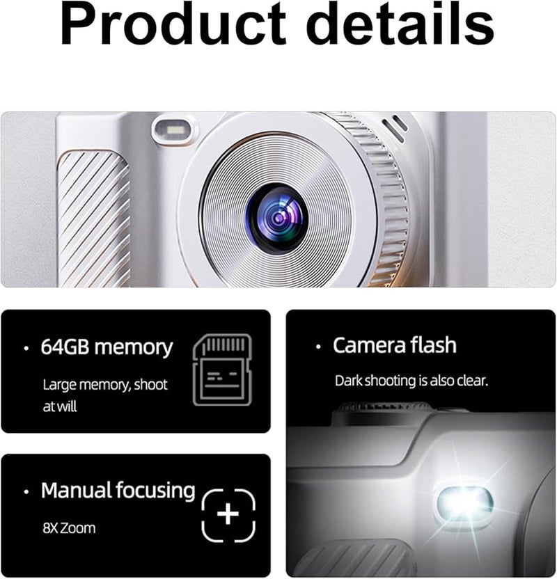 كاميرا رقمية صغيرة فضية عالية الحساسية بتكبير 8x للتصوير أثناء السفر - Image 4