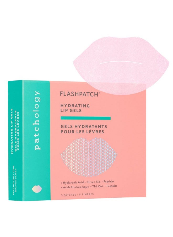 Patchology Patchology FlashPatch Hydrating Lip Mask Gels with Hyaluronic Acid, Green Tea and Peptides for Ultra Hydration & Repair - Best Dry Lip Treatment & Moisturizer for Dry Lips - Day & Night Use (5 Count)  - Image 1