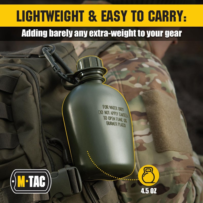 M-Tac Canteen Water Bottle - 1 Quart Water Canteen (34 Oz/1L) - Tactical Water Bottle for Military Hiking Camping Survival (Olive) - Image 5