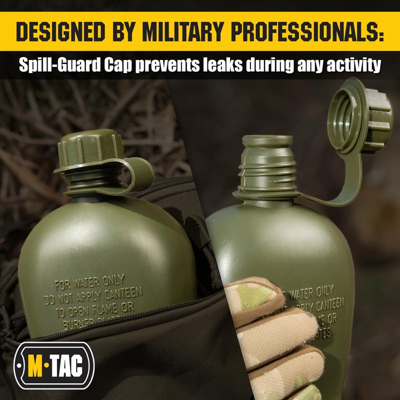 M-Tac Canteen Water Bottle - 1 Quart Water Canteen (34 Oz/1L) - Tactical Water Bottle for Military Hiking Camping Survival (Olive) - Image 3