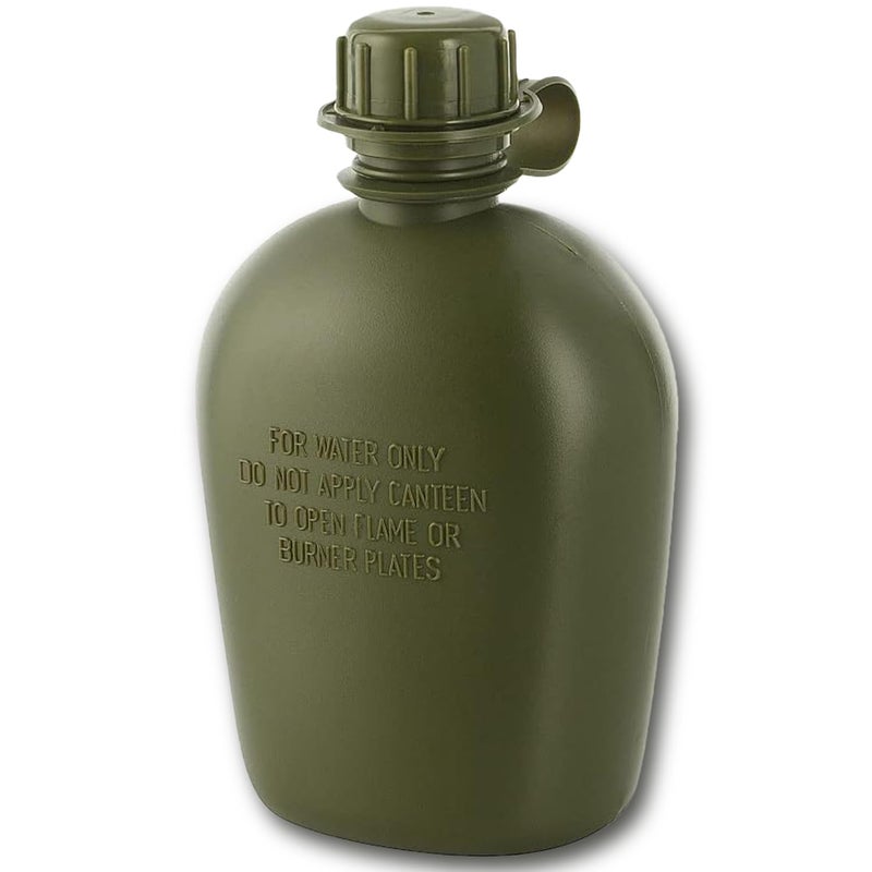 M-Tac Canteen Water Bottle - 1 Quart Water Canteen (34 Oz/1L) - Tactical Water Bottle for Military Hiking Camping Survival (Olive) - Image 1