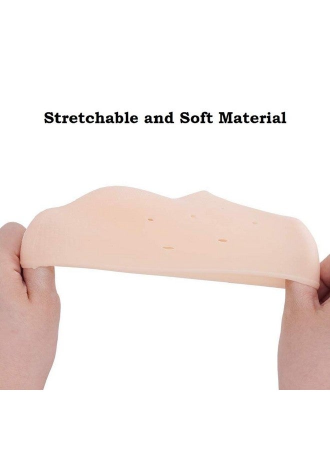 Bluwings Silicone Anti Crack Heel Protector Moisturizing Socks for Pain Relief and Cracks (Beige) - Image 4