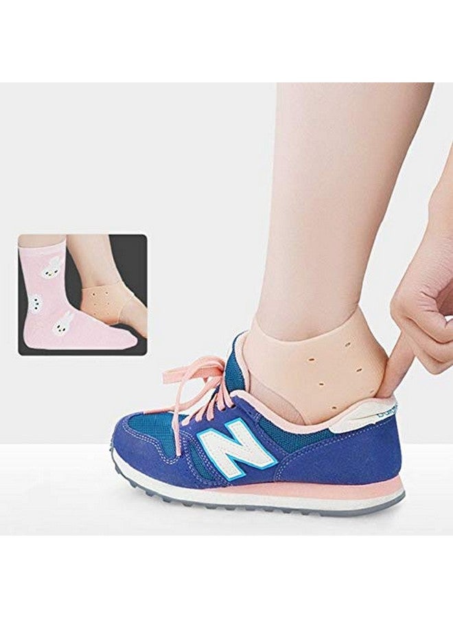 Bluwings Silicone Anti Crack Heel Protector Moisturizing Socks for Pain Relief and Cracks (Beige) - Image 3