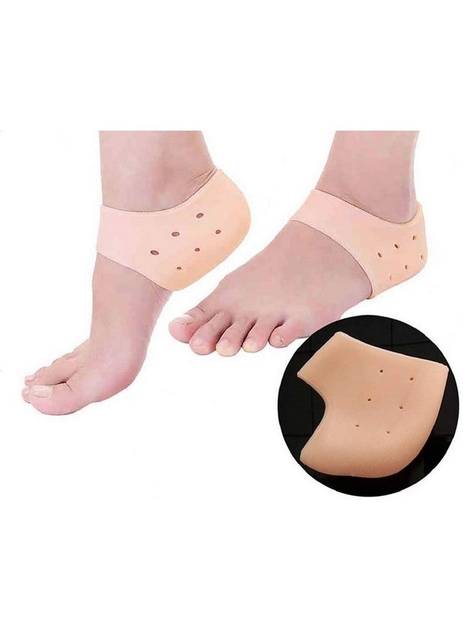 Bluwings Silicone Anti Crack Heel Protector Moisturizing Socks for Pain Relief and Cracks (Beige) - Image 5