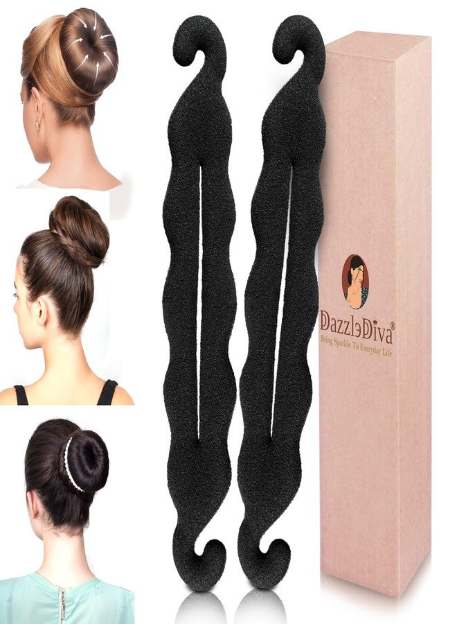 DazzleDiva 2Pc Hair Bun & Puff Maker for Women & Girls Hairstyle Accessories for Buns, Juda, French Twists & Updos - Modern Bun, Hair Bump Up & Puff Clips & Styling Tools 2Pc - Image 1