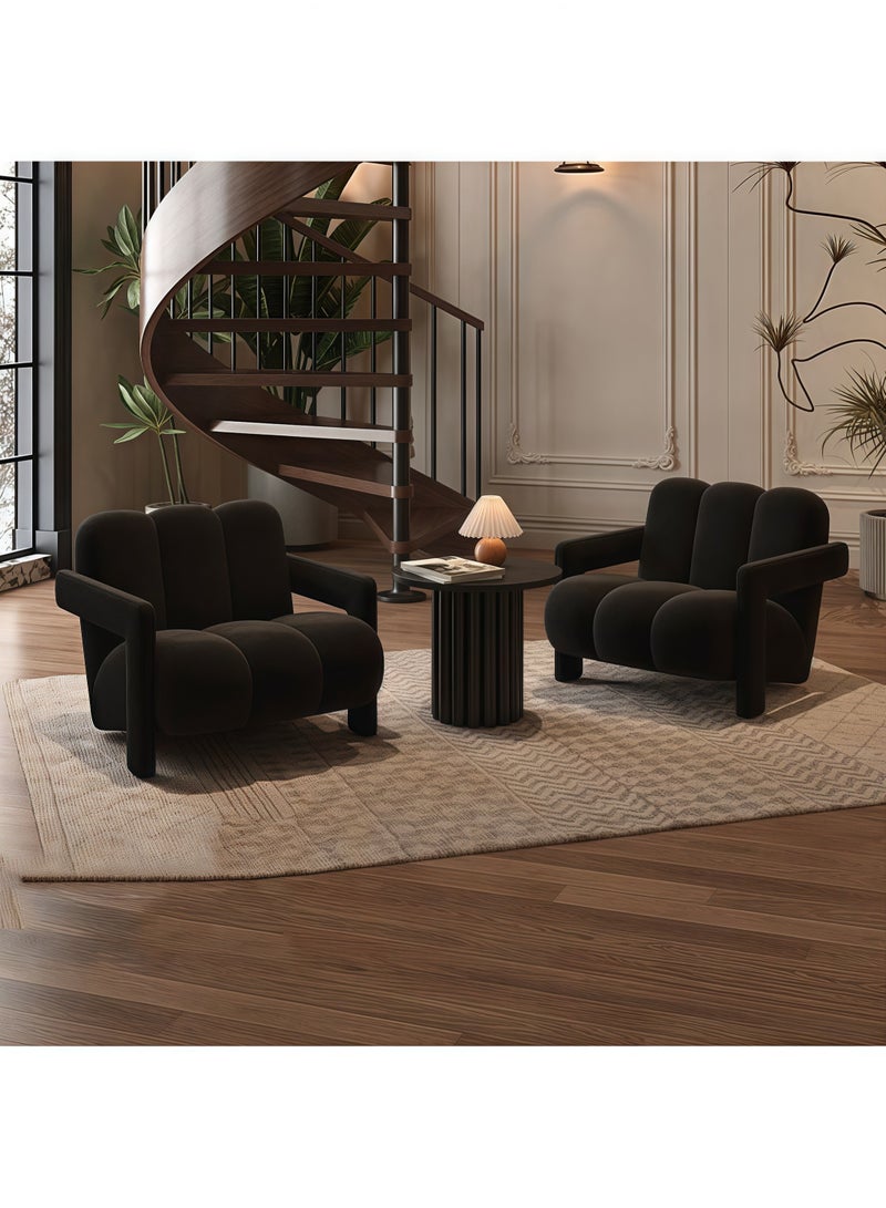 Generic Elegant French Sofa Chair Set for Living Room & Bedroom – Soft Velvet, High-Resilience Cushioning, Solid Wood Frame, Minimalist Design  - Image 4