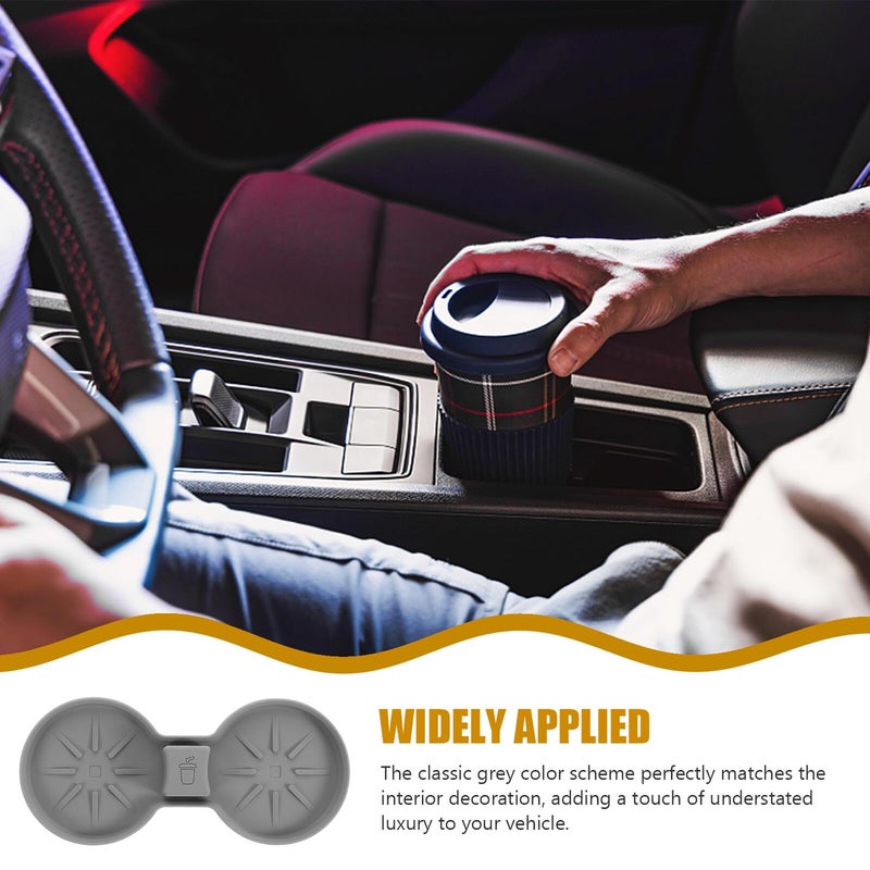 Gray Silicone Car Cup Holder Coaster Set Waterproof Non Slip Automotive Interior Accessories - Image 4