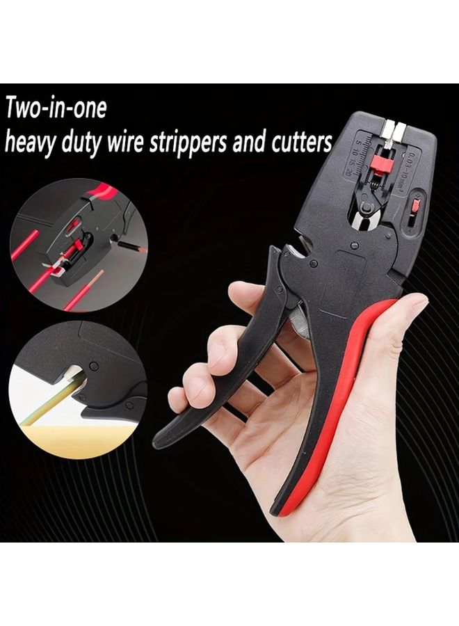 Black Automatic Wire Stripper And Cutter Pliers Heavy Duty 2 In 1 Tool For Electrical Repairs - Image 3