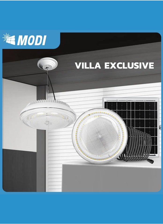 MODI 100W Solar Ceiling/Pendant Light Indoor/Outdoor, 3 Mode - 3000K,4000K,6500K & Dimmable, Remote Control, 10M Cable, Cool/Warm/Cool+Warm White - Solar Barn Light for Patio, Shop, Warehouse, Villa  - Image 3