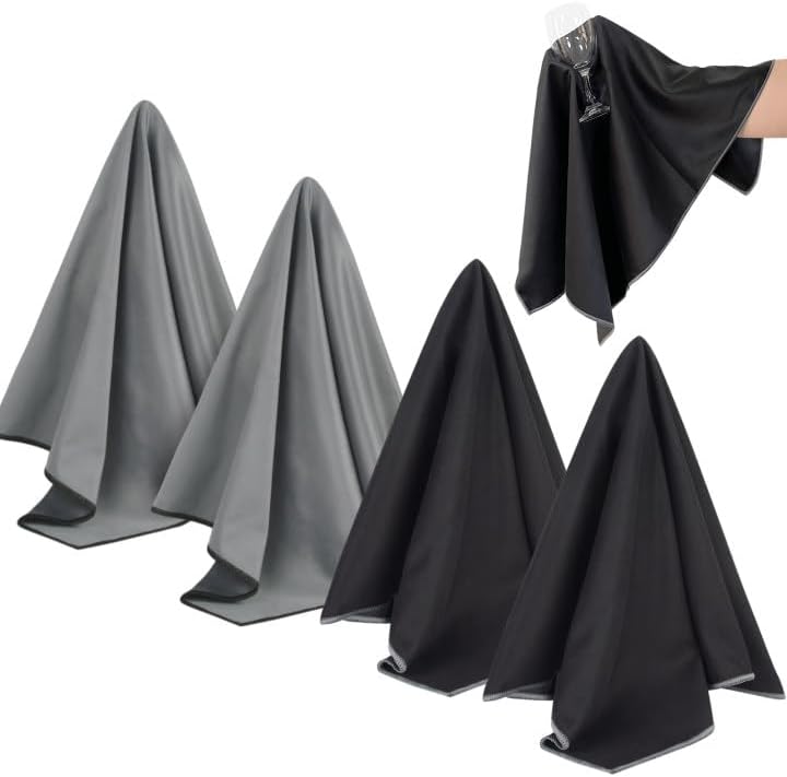 Sinland Microfiber Glass Polishing Cloths Large Size Thick Lintless Drying Towels for Wine Glasses Stemware Dishes Stainless Appliances 20 Inch X 25 Inch Pack of 4 - Image 1