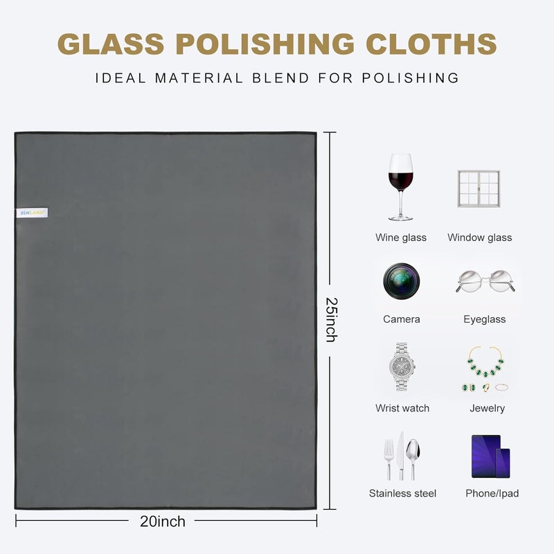 Sinland Microfiber Glass Polishing Cloths Large Size Thick Lintless Drying Towels for Wine Glasses Stemware Dishes Stainless Appliances 20 Inch X 25 Inch Pack of 4 - Image 2