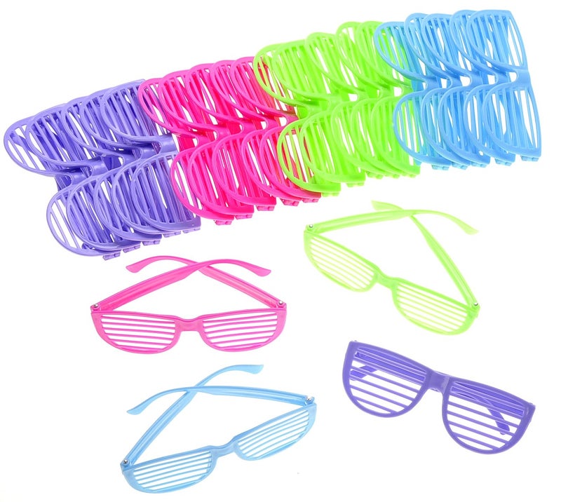 PowerTRC 24 Pack 80's Sunglasses For Kids Shutter Shades Assorted Colors | Party Favors, Goodie Bag Fillers, Beach Pool Supplies - Image 1
