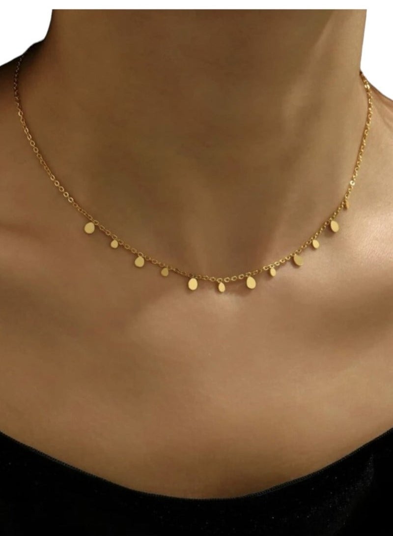 Gold Plated Stainless Steel Teardrop Choker Necklace, Perfect for Daily Wear, Anniversary Gift and Sisters - Image 1