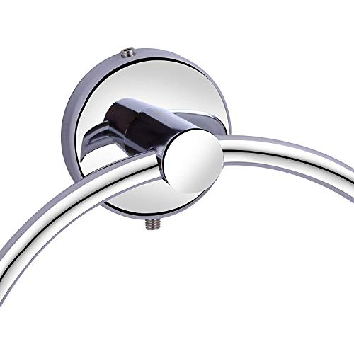 Proniks Wall Mounted Stainless Steel with Chrome Finish Round Napkin Holder | Towel Hanger Ring for | Kitchen | Wash Area | Bathroom (Round Pipe Ring with Cap) - Image 3