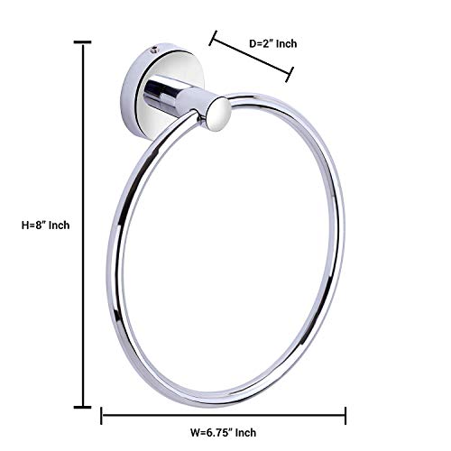 Proniks Wall Mounted Stainless Steel with Chrome Finish Round Napkin Holder | Towel Hanger Ring for | Kitchen | Wash Area | Bathroom (Round Pipe Ring with Cap) - Image 5
