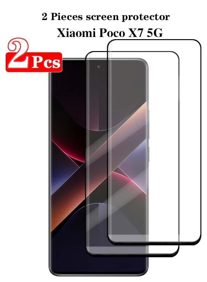 2 Pieces Full Cover Glass Screen Protector For Xiaomi Poco X7 5G Black/Clear and Screen Protector Accessorie - Image 3