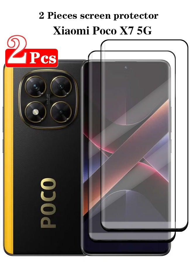 2 Pieces Full Cover Glass Screen Protector For Xiaomi Poco X7 5G Black/Clear and Screen Protector Accessorie - Image 1