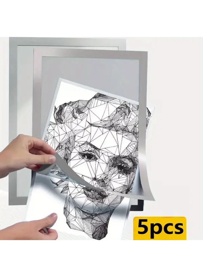5pcs Silvery Wire Magnetic Photo Frame Self Adhesive Reusable For Home Office Store - Image 2