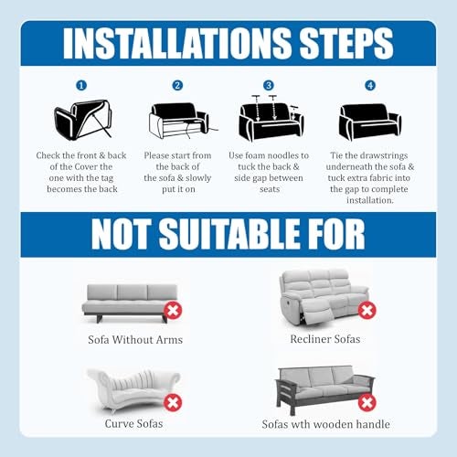 B BESTILO Sofa Cover 3 Seater and 2 Seater Fully Covered 5 Seater Sofa Cover Non-Slip Sticky Elastic Stretchable Sofa Set Imported Slipcover 5 Seater, Floral - Image 5