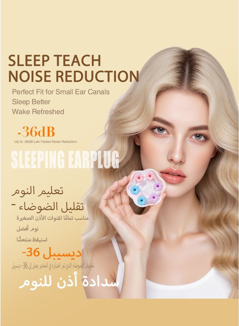 EARMOR E06 Mixed Colors Sleep Earplugs (Blue/Pink/Purple), 36 dB SNR, Nano‑Soft Foam + AirSkin, ~60s Slow‑Rebound, Side‑Sleeper Comfort, Reusable, Single Size (3 Pairs), Small Fit for Women & Kids, Quiet for Sleep/Work/Study/Travel/Festivals, Exquisite Gift Box — Ideal for Ramadan, Valentine’s Day, Mother’s Day - Image 2