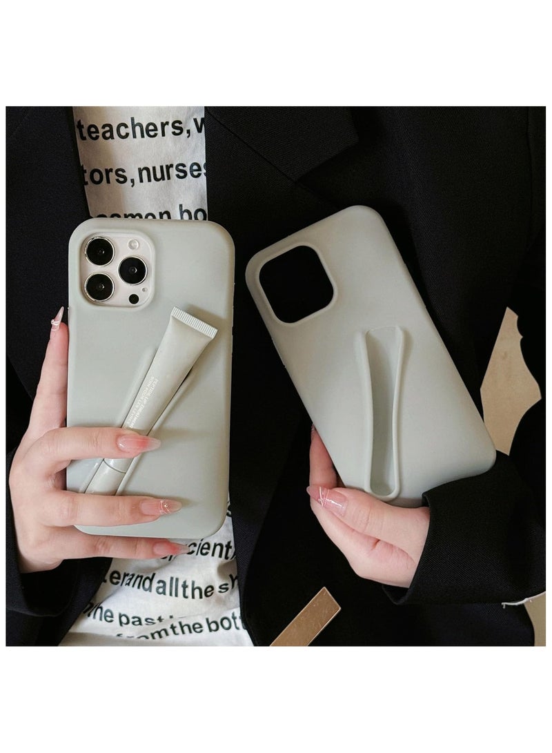 Lip Gloss Phone Case with Lip Tint, For iPhone Case Liquid Silicone Camera Protection Lipstick Lip Glaze Phone Case for iPhone 11 ( Grey)