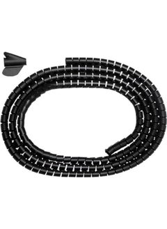 Cable organizer Spiral cable winder with a large diameter, includes an installation tool, cable management for computer and TV wires at home or office, car cable organizer (2 meters x 25 mm), black