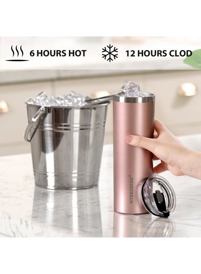 HYDROWION Triple-Insulated Tumblers - Stainless Steel with Lid and Straw, 20 oz Water Bottle, Stainless Steel Cups, Coffee Travel Mug for Home & Office Stainless Steel - Image 3