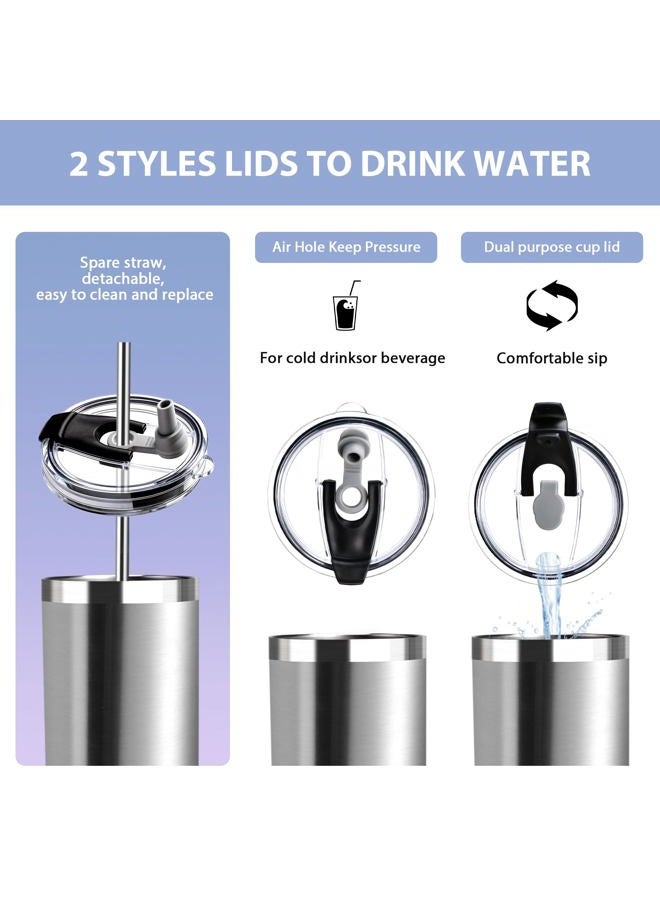 HYDROWION Triple-Insulated Tumblers - Stainless Steel with Lid and Straw, 20 oz Water Bottle, Stainless Steel Cups, Coffee Travel Mug for Home & Office Stainless Steel - Image 2