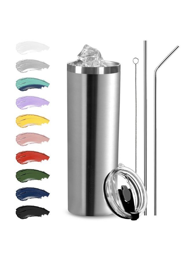HYDROWION Triple-Insulated Tumblers - Stainless Steel with Lid and Straw, 20 oz Water Bottle, Stainless Steel Cups, Coffee Travel Mug for Home & Office Stainless Steel - Image 1