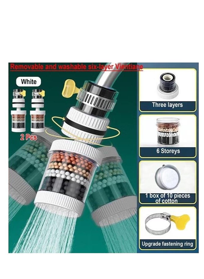 2PCS Water Filter Faucet,Water Filter Visible Filtering Effect 6-fold Filtration,Kitchen Bathroom Universal Swivel Sink Filter With 10pcs Filter Cotton,Detachable For Cleaning And Reuse - Image 3