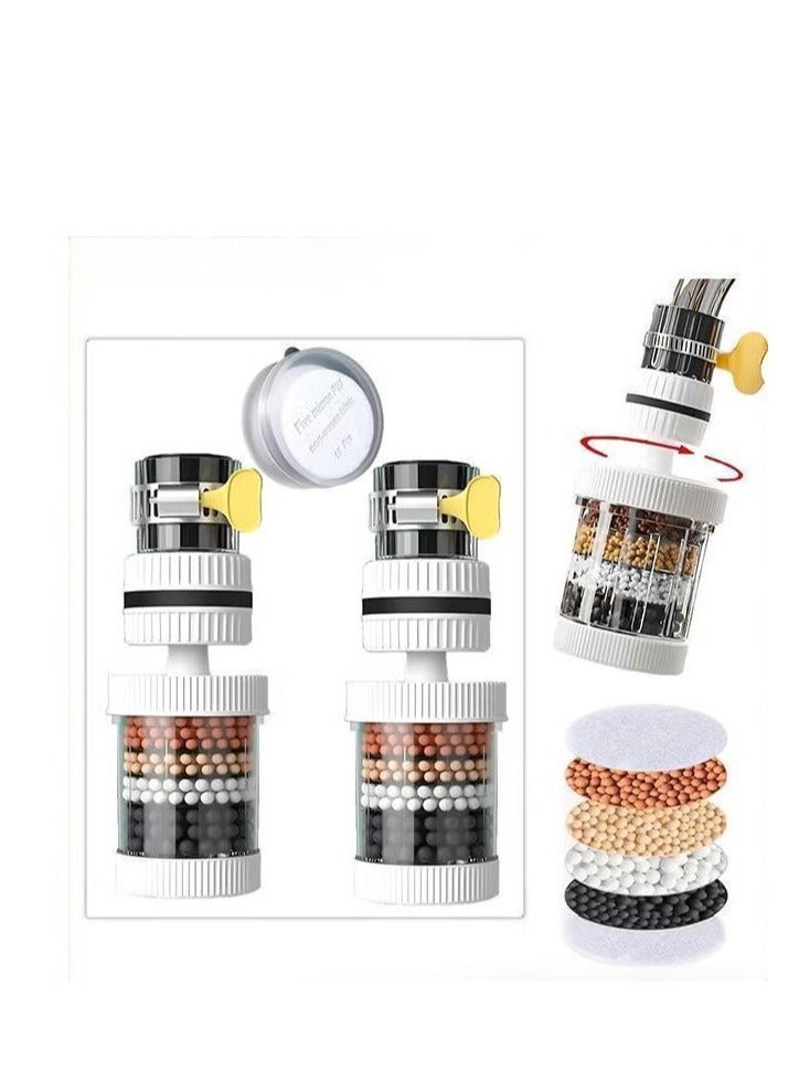 2PCS Water Filter Faucet,Water Filter Visible Filtering Effect 6-fold Filtration,Kitchen Bathroom Universal Swivel Sink Filter With 10pcs Filter Cotton,Detachable For Cleaning And Reuse - Image 1