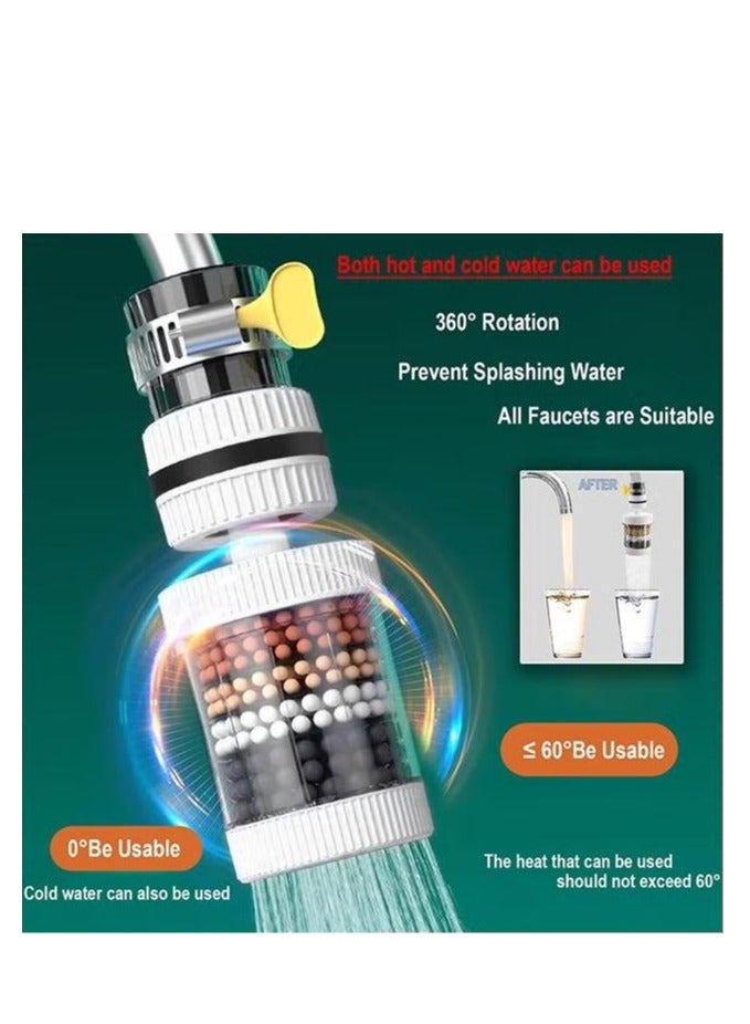 2PCS Water Filter Faucet,Water Filter Visible Filtering Effect 6-fold Filtration,Kitchen Bathroom Universal Swivel Sink Filter With 10pcs Filter Cotton,Detachable For Cleaning And Reuse - Image 5