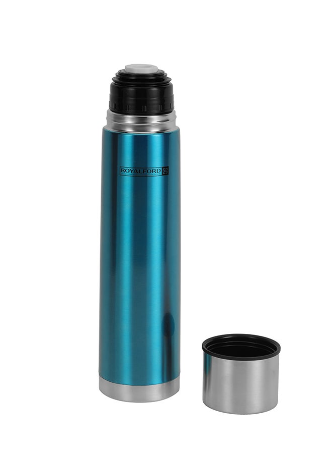 Royalford Vacuum Bottle Double Wall Stainless Steel 1000Ml 33.5Oz Hot Cool 304 Stainless Steel Inner Pot Blue/Brown-Assorted - Image 2