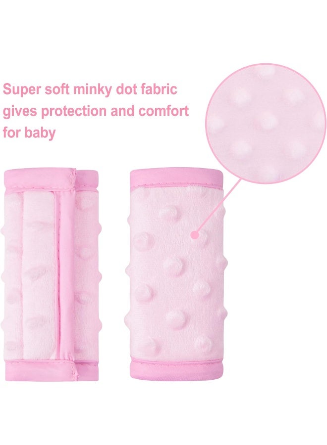 Pro Goleem Car Seat Strap Covers for Babies Girl Soft Car Seat Strap Shoulder Pads for All Car Seats, Stroller, Pushcar, Small Size Designed for Newborn, Pink - Image 4