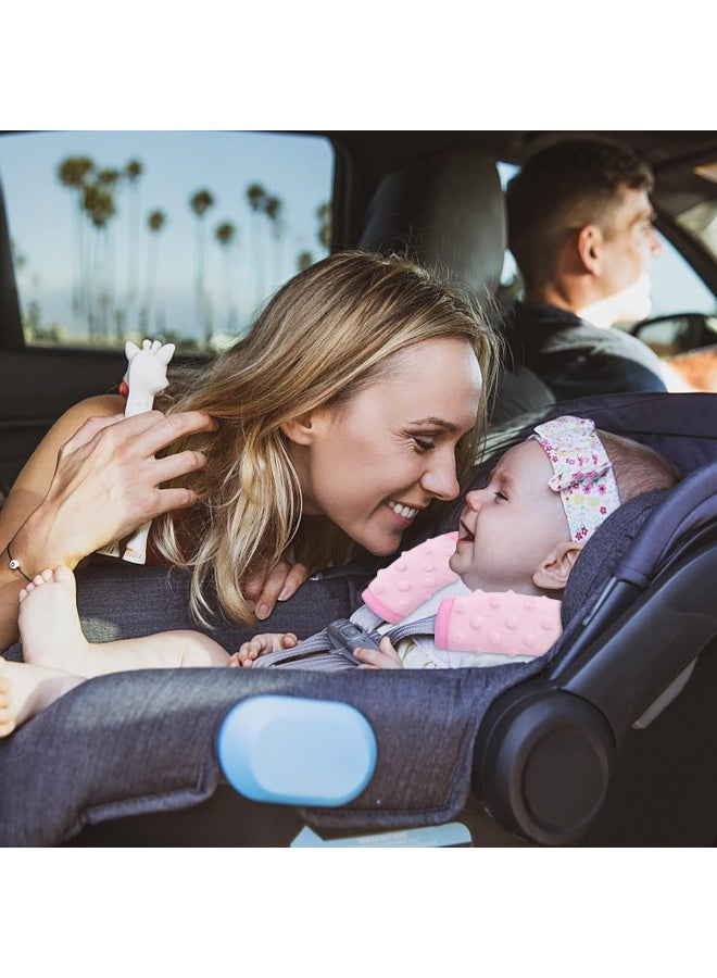 Pro Goleem Car Seat Strap Covers for Babies Girl Soft Car Seat Strap Shoulder Pads for All Car Seats, Stroller, Pushcar, Small Size Designed for Newborn, Pink - Image 2