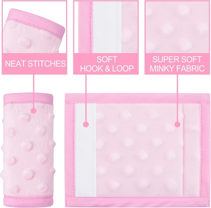 Pro Goleem Car Seat Strap Covers for Babies Girl Soft Car Seat Strap Shoulder Pads for All Car Seats, Stroller, Pushcar, Small Size Designed for Newborn, Pink - Image 5
