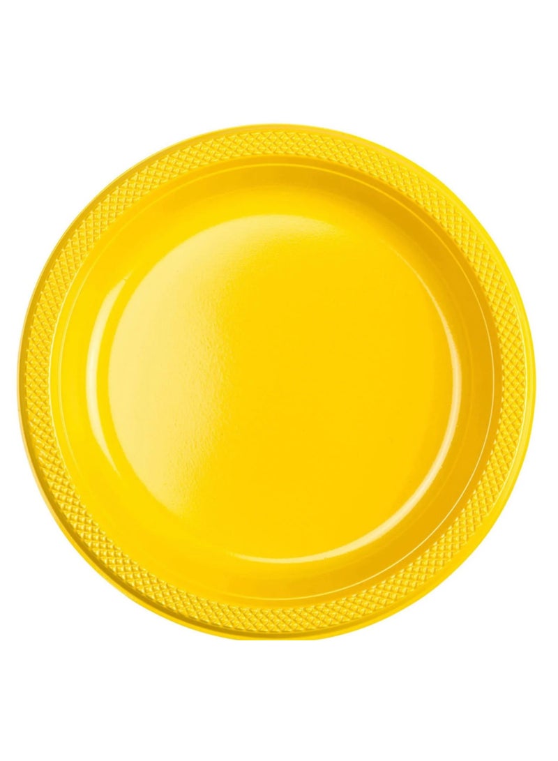 Amscan Party Special 7 Inch Dessert Food Grade Plastic Plates - Pack of 20. - YELLOW 