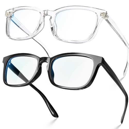 VISOONE 2 Pack Blue Light Blocking Glasses Square with Anti Computer Glare for Gaming Women and Men - Image 1