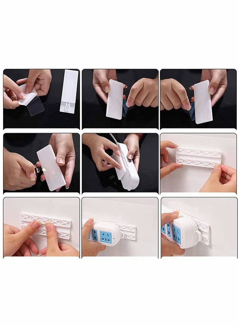 SYOSI Power Strip Fixator, 4 Pack Power Strip Holder Punch Free No Trace Plug Storage Wall Fixer Stand Shelf Cable Management Socket Hanging Organizer for Kitchen Living Room  - Image 4