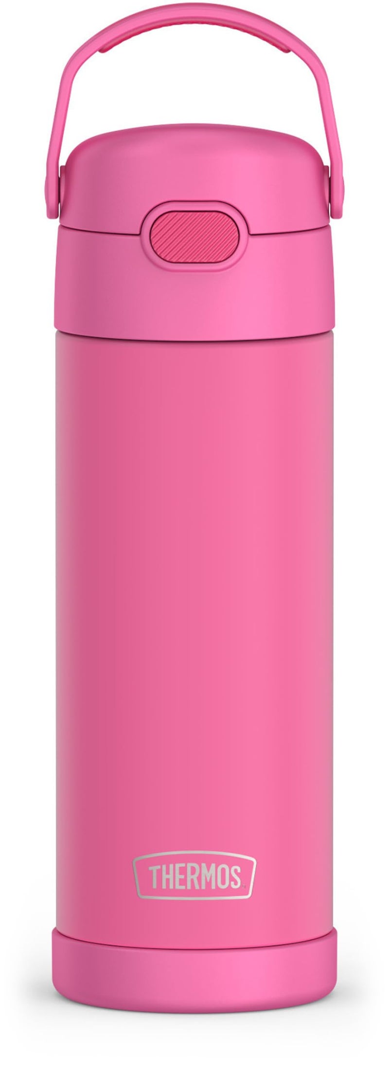 THERMOS FUNTAINER 16 Ounce Stainless Steel Vacuum Insulated Bottle with Wide Spout Lid Neon Pink