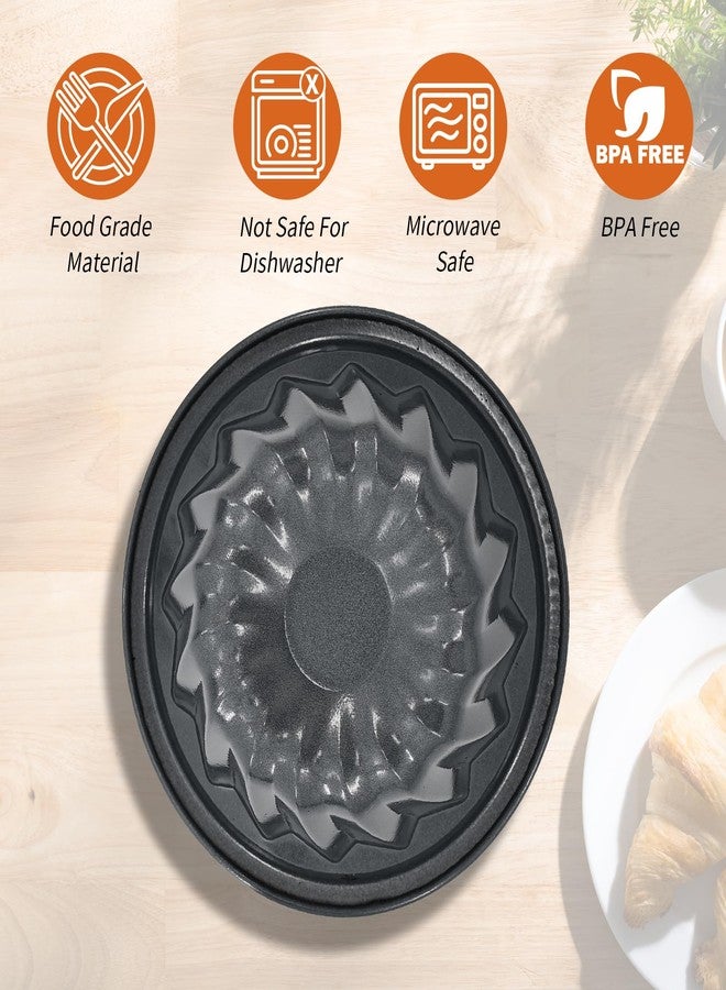 braxan 4 Inch Nonstick Mini Bundt Cake Pan Set, Carbon Steel Fluted Baking Molds for Cupcake, Muffin, Brownie, Pudding - Black (4 - Piece) - Image 3